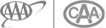 Logos of AAA and CAA, automotive associations in the U.S. and Canada respectively, featuring initials inside circular designs.
